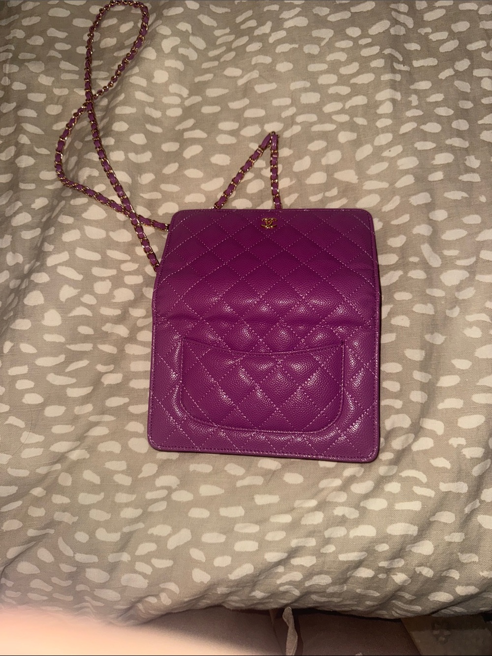 Source Unknown Purple Quilted Crossbody with Gold Chain - Picture 3 of 3